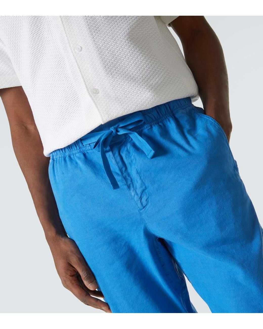Orlebar Brown Blue Alex Linen-Blend Straight Pants for men