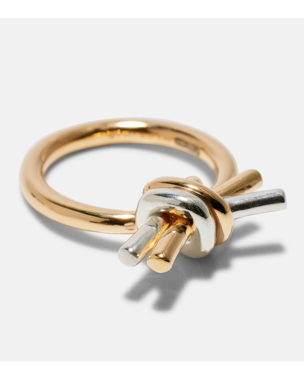 Bottega Veneta White Knot-Plated Sterling Ring
