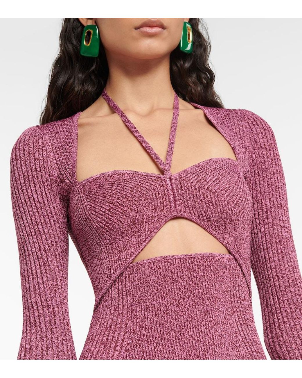 Jonathan Simkhai Purple Danika Ribbed-knit Midi Dress