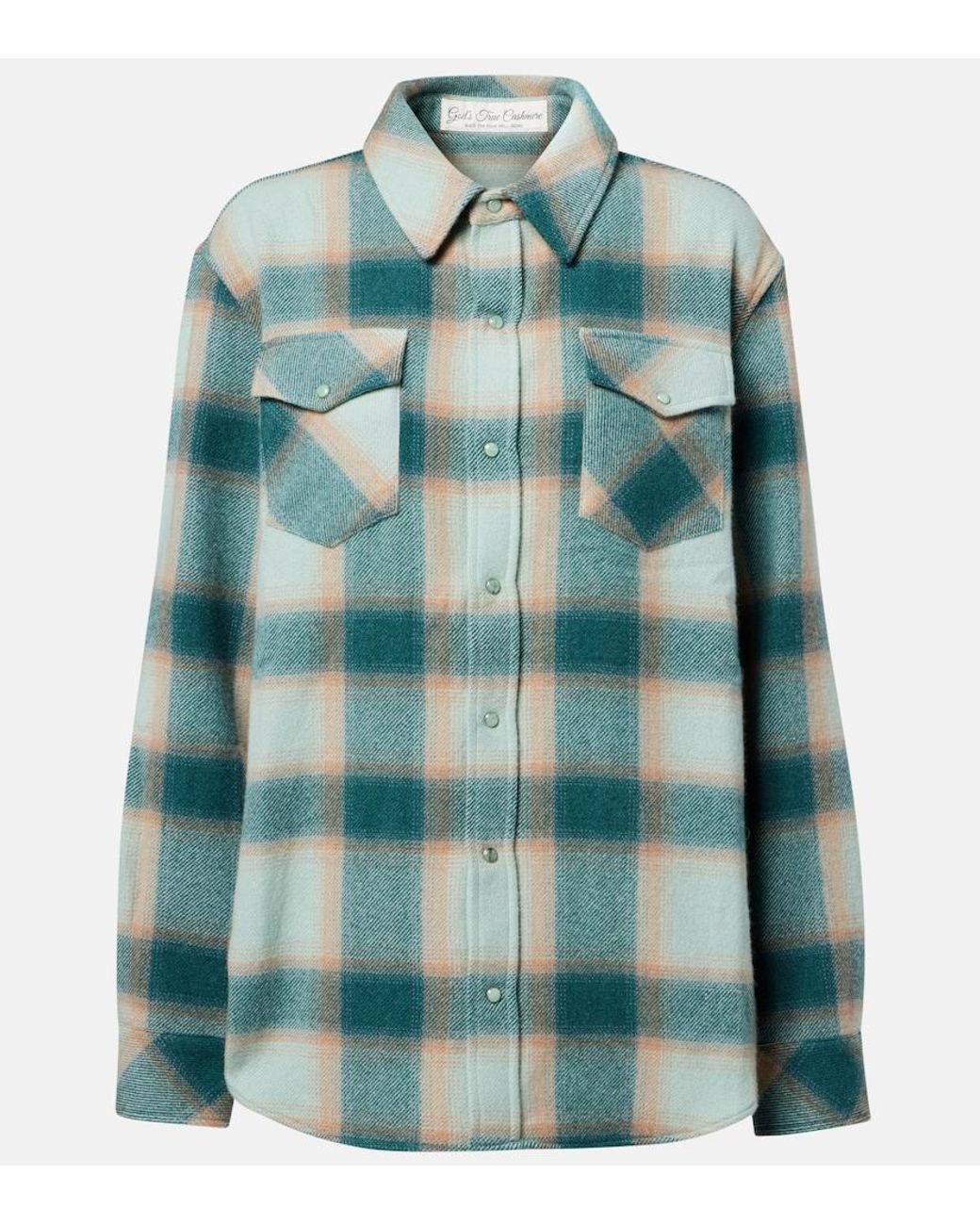 God's True Cashmere Green Checked Cashmere Overshirt