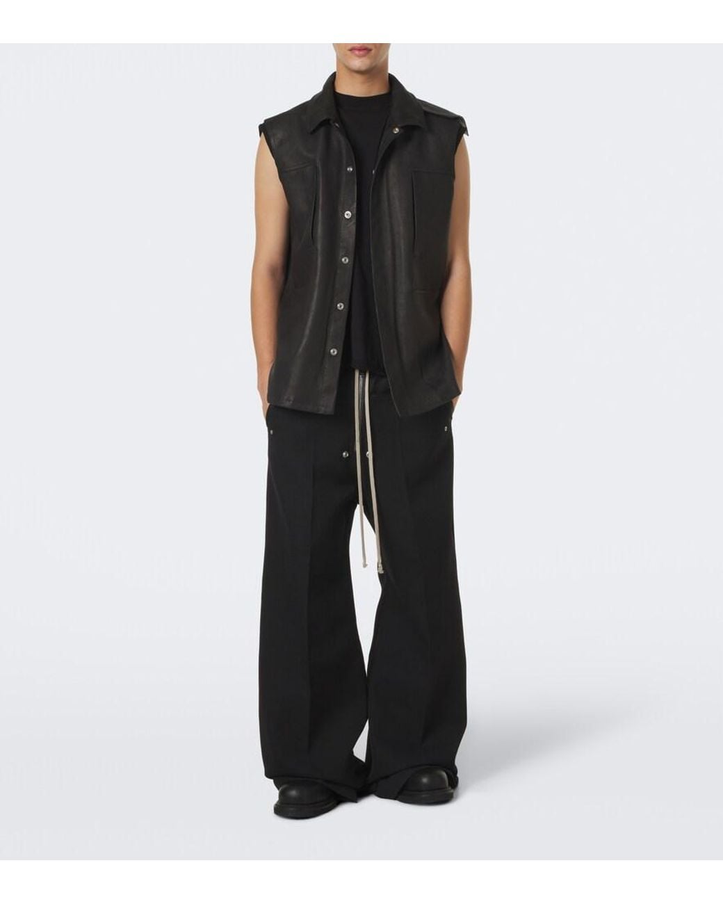 Rick Owens Black Sl Leather Vest for men
