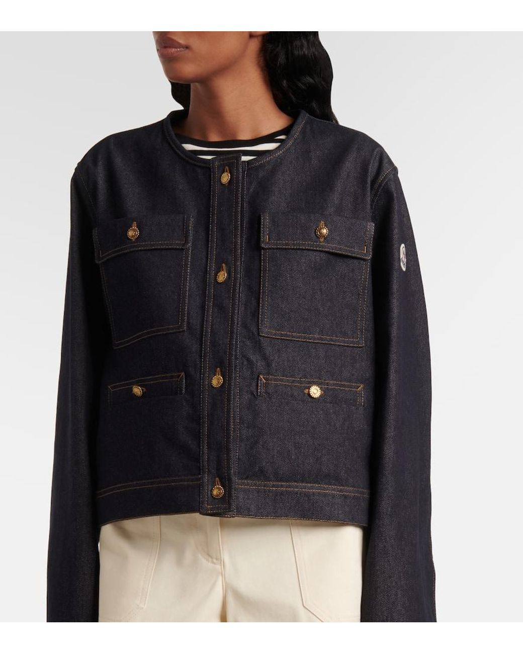 Moncler Tencin Denim Jacket in Black | Lyst