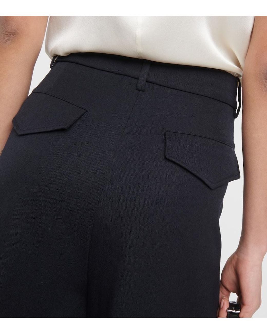 Nili Lotan Blue Johan Virgin Wool Wide-Leg Pants