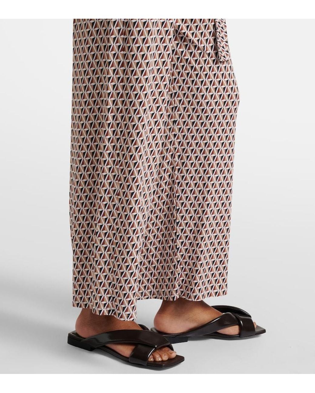 Max Mara Natural Belted Printed Jumpsuit