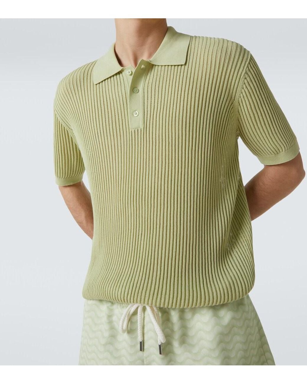 Frescobol Carioca Green Vidal Cotton-Blend Polo Sweater for men
