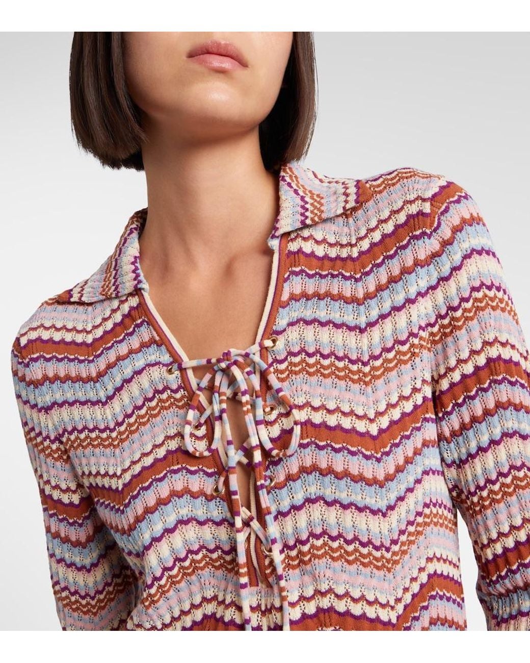 Rixo Red Brody Chevron Cotton Top
