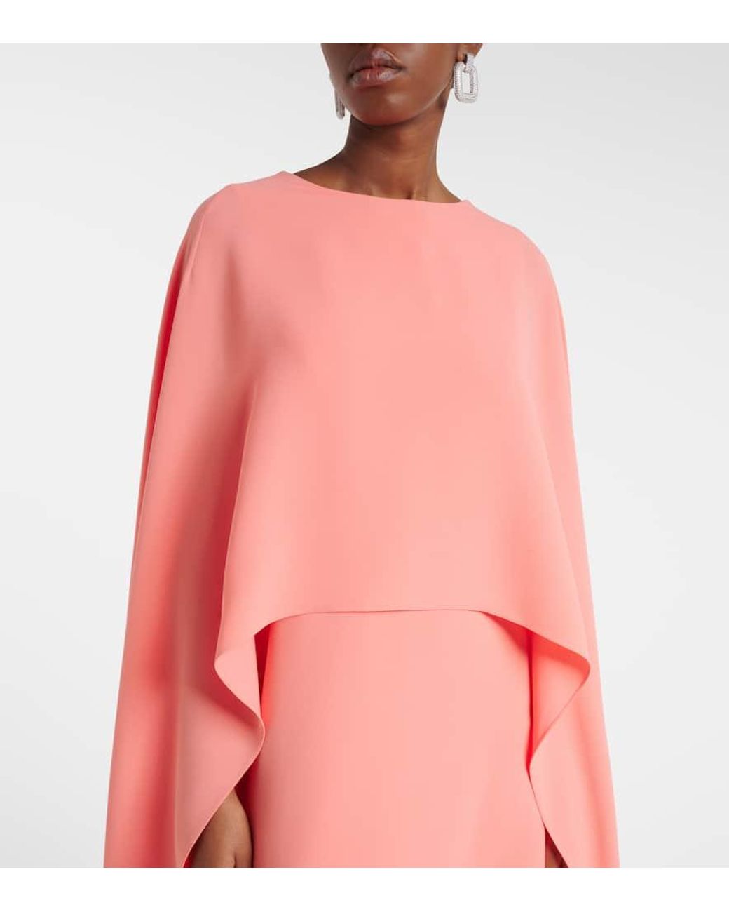 Vestido De Fiesta De Crepe Con Capa Carolina Herrera de color Pink