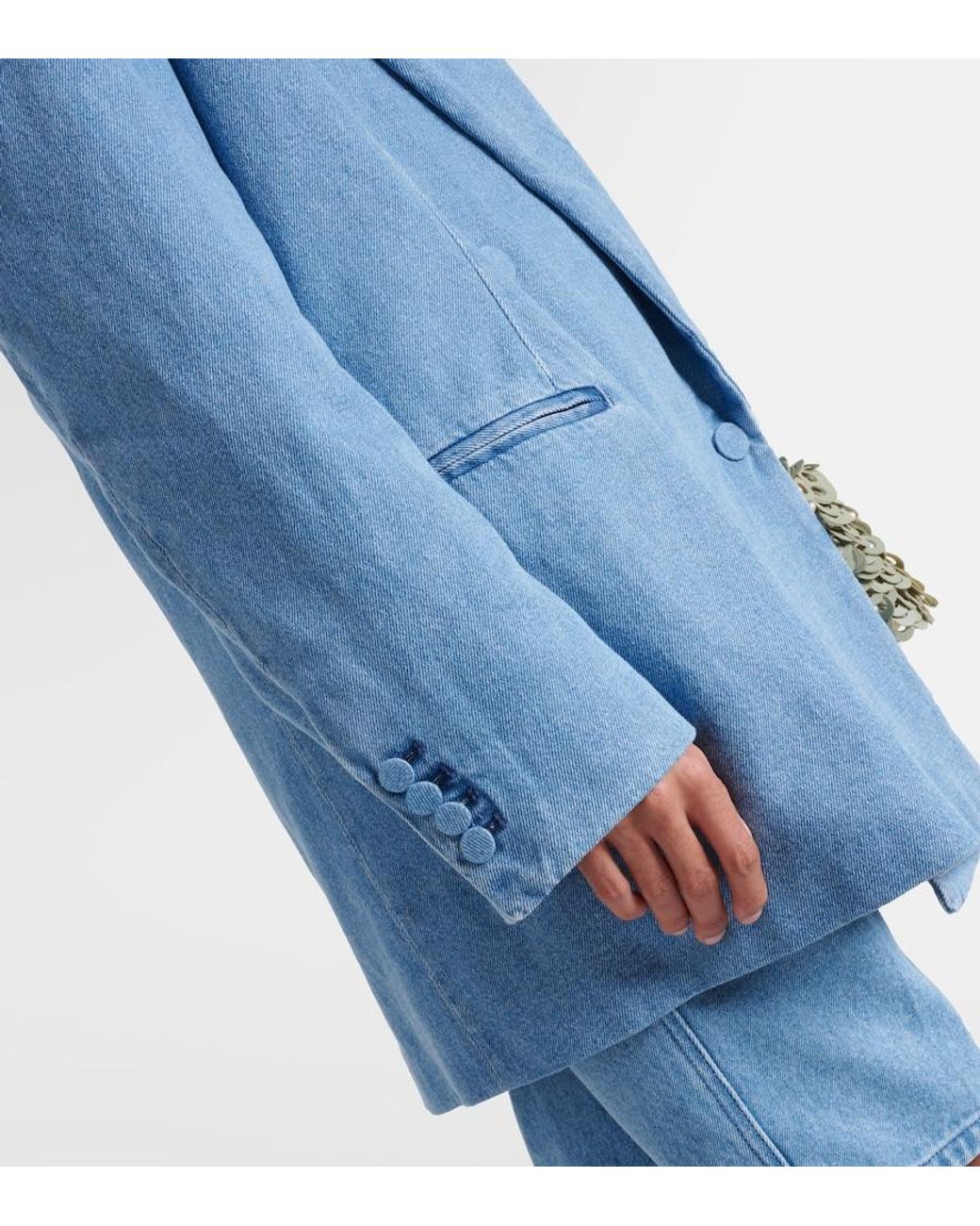 Dries Van Noten Blue Oversized Denim Blazer