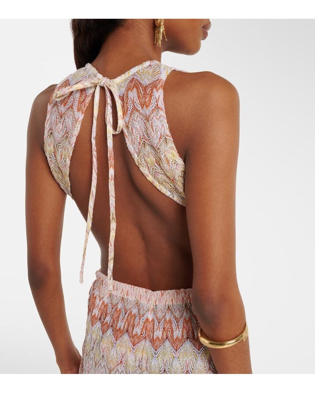 Missoni Natural Open-Back Lame Jumpsuit
