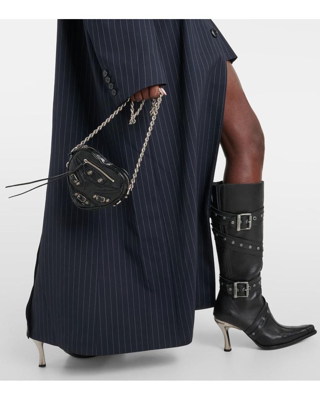 Vetements Blue Oversized Pinstriped Wool Coat