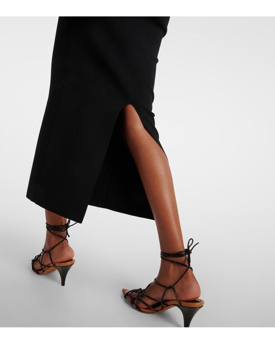 Khaite Black Suzanne Ribbed-Knit Midi Dress
