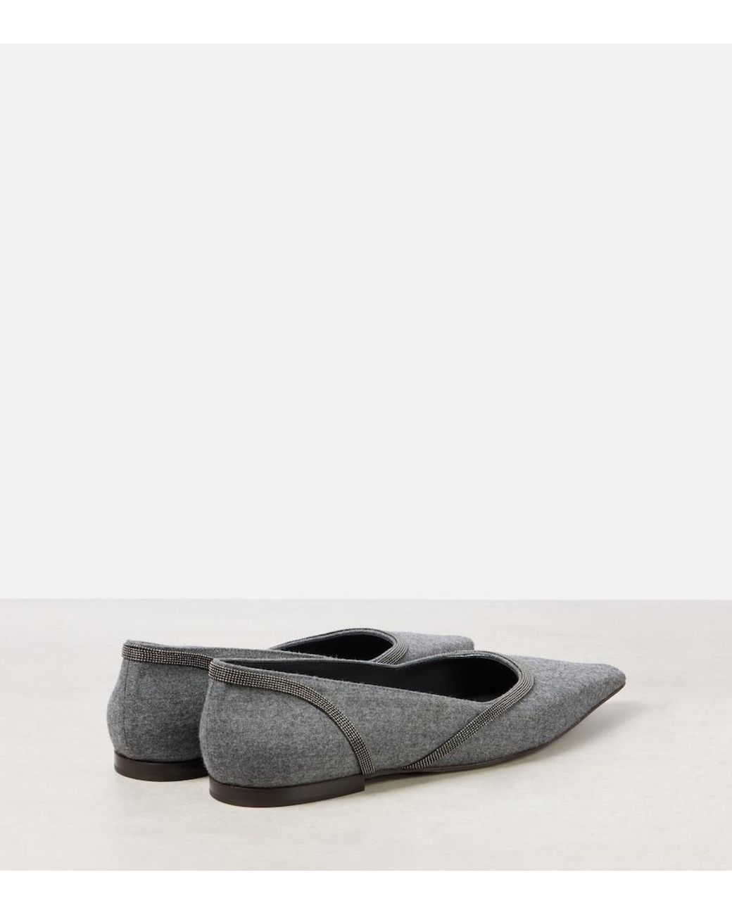 Brunello Cucinelli Gray Monili Ballet Flats