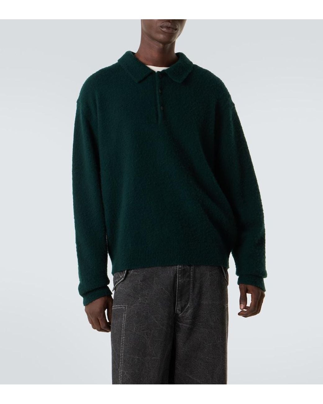 A.PRESSE Green Cashmere Polo Sweater for men