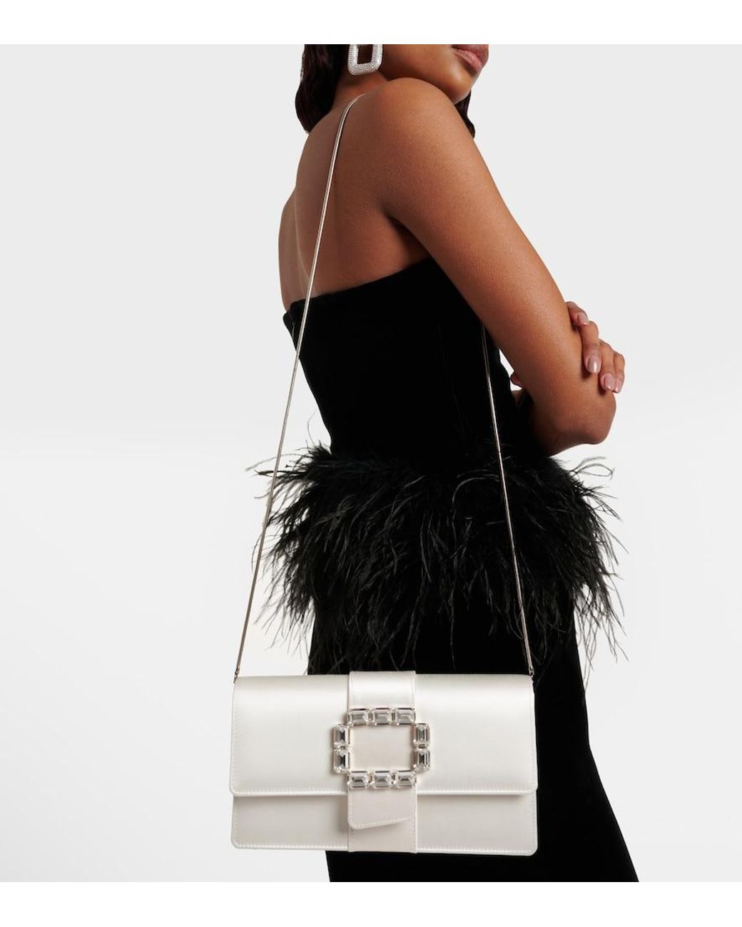 Manolo Blahnik Natural Maycapjou Embellished Satin Clutch