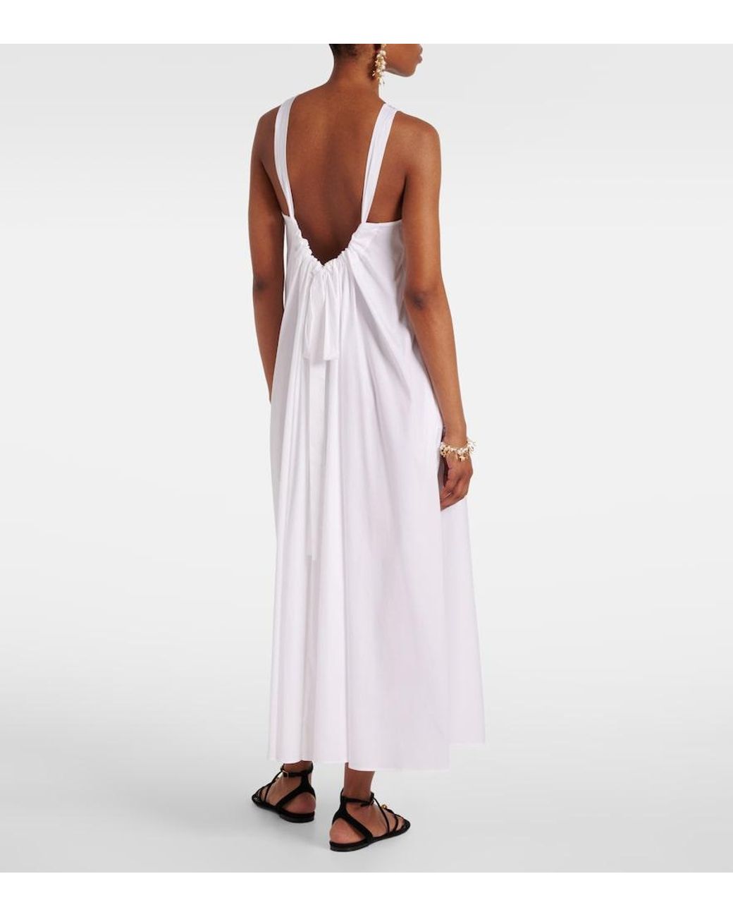 Max Mara White Romea Cotton-Blend Poplin Maxi Dress
