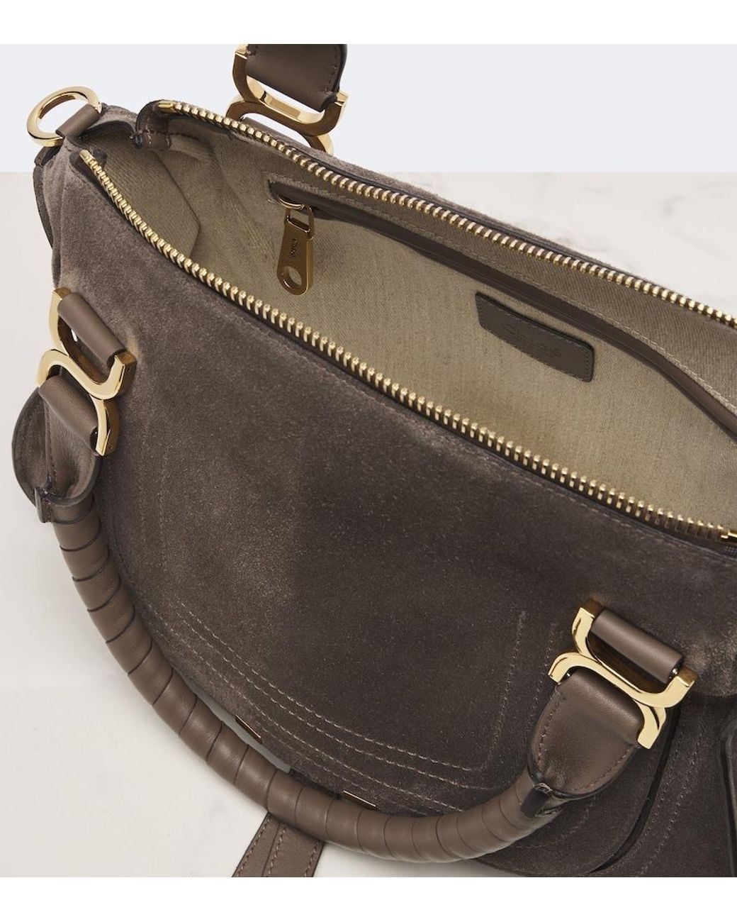 Chloé Brown Marcie Medium Suede Shoulder Bag