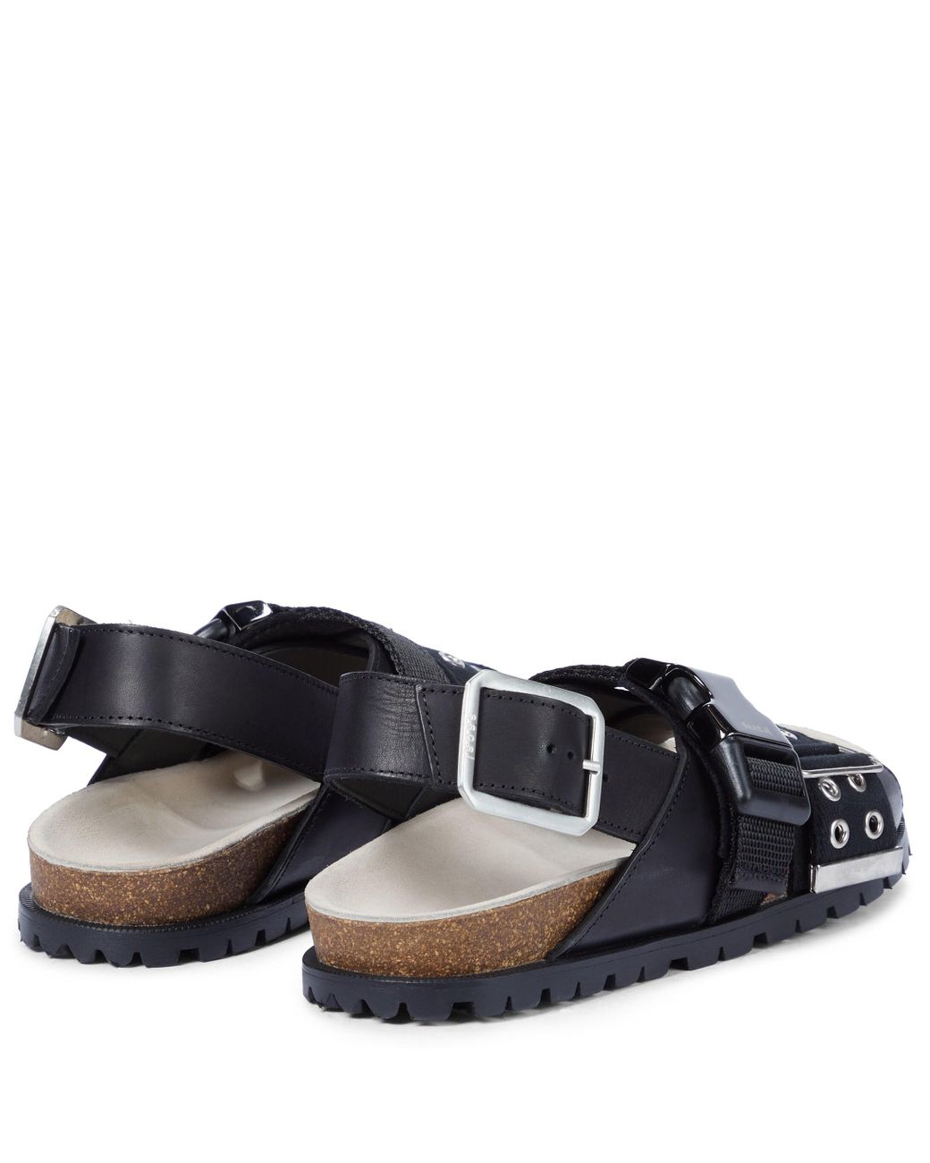 Sacai X A.p.c. Jules Leather Sandals in Black | Lyst Australia