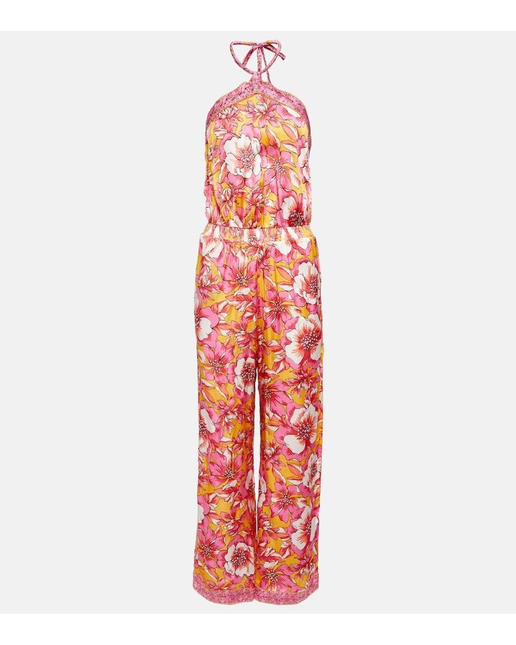 Poupette Red Isabelle Printed Halterneck Jumpsuit
