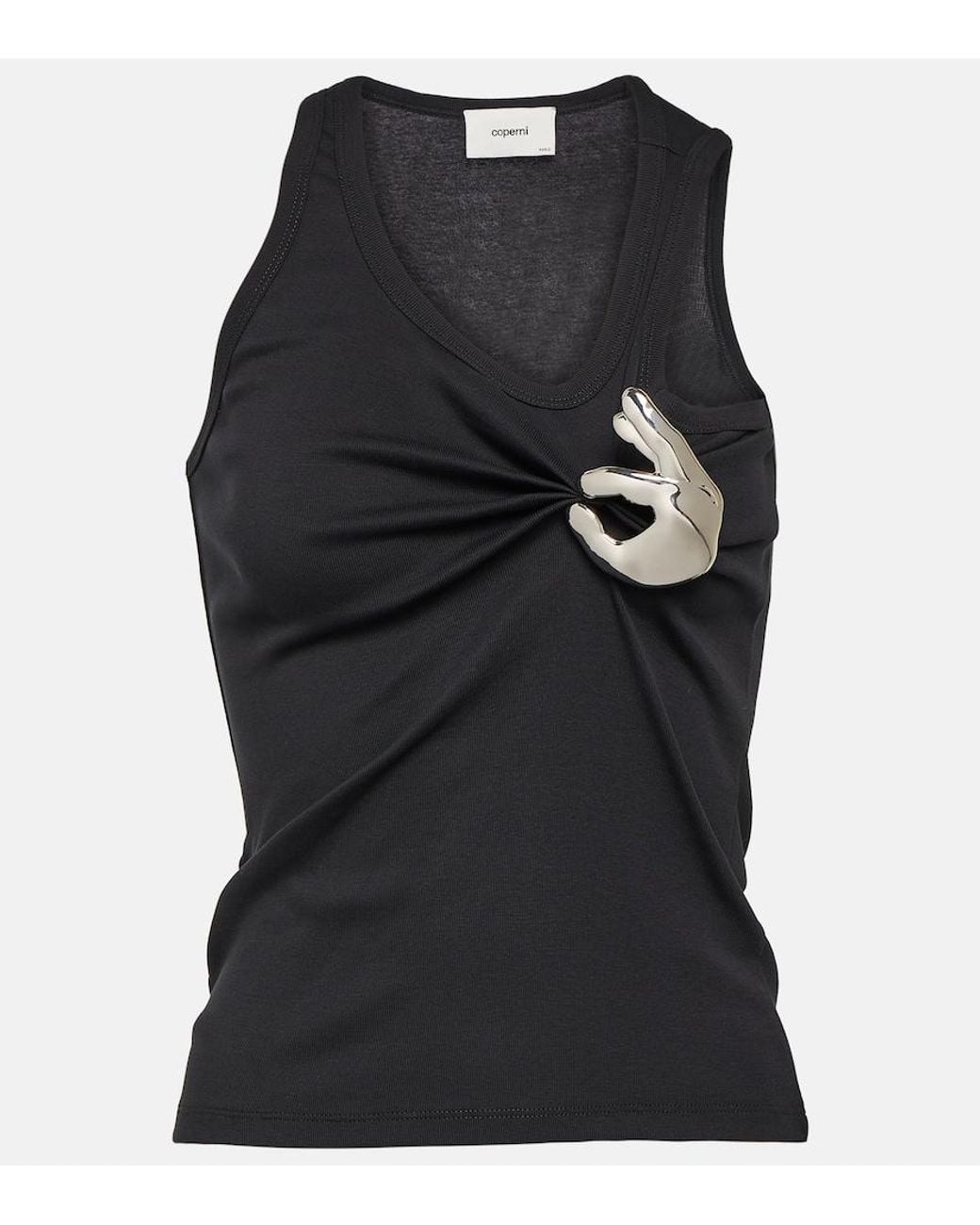 Coperni Black Emoji Embellished Cotton Tank Top