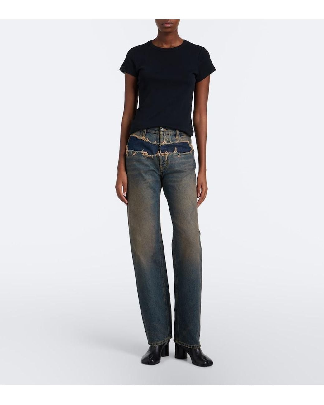 Maison Margiela Gray Distressed Denim Straight Jeans