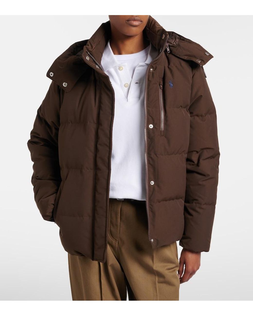 Polo Ralph Lauren Brown Logo Quilted Down Jacket