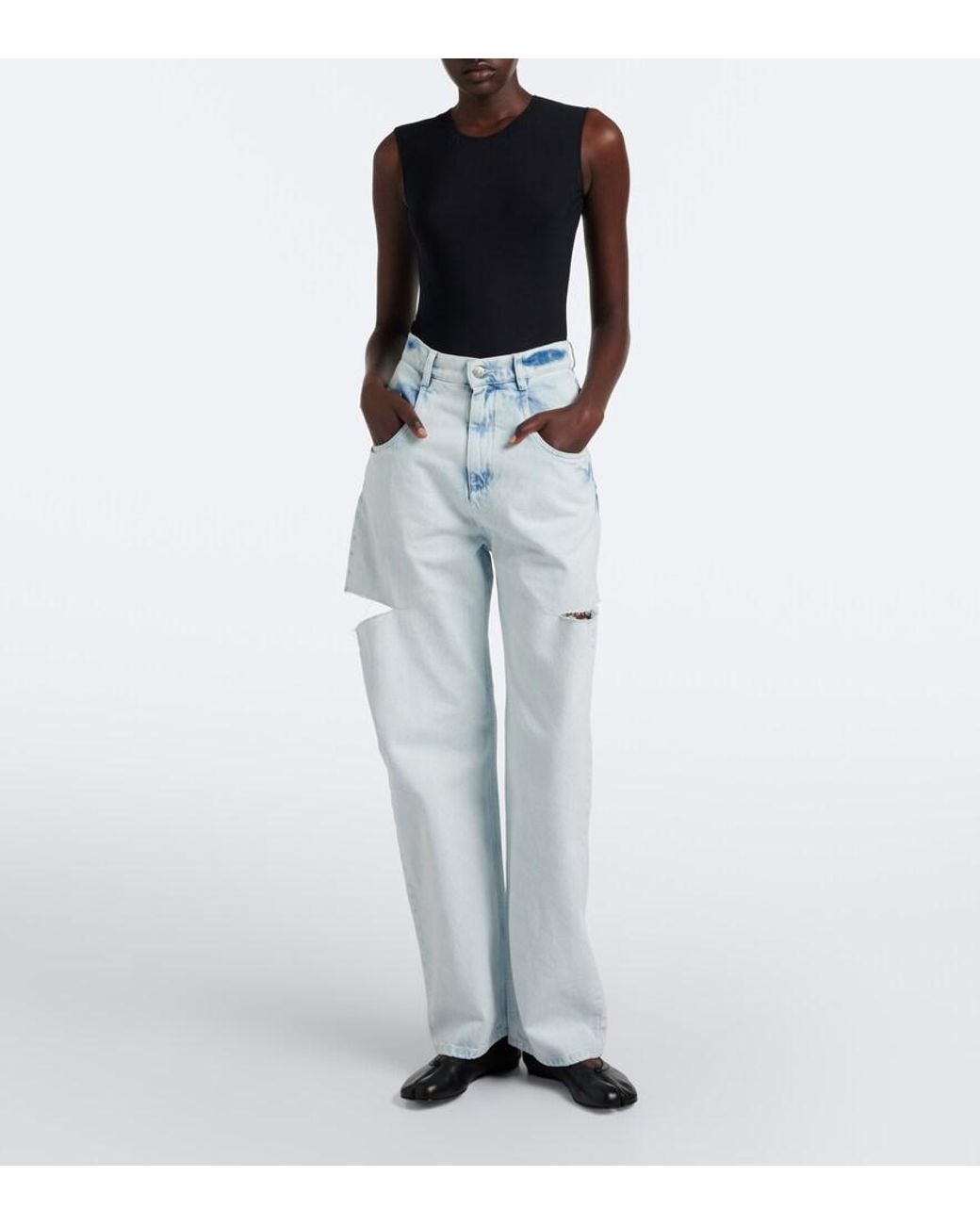 Maison Margiela Blue Cutout Barrel-Leg Jeans