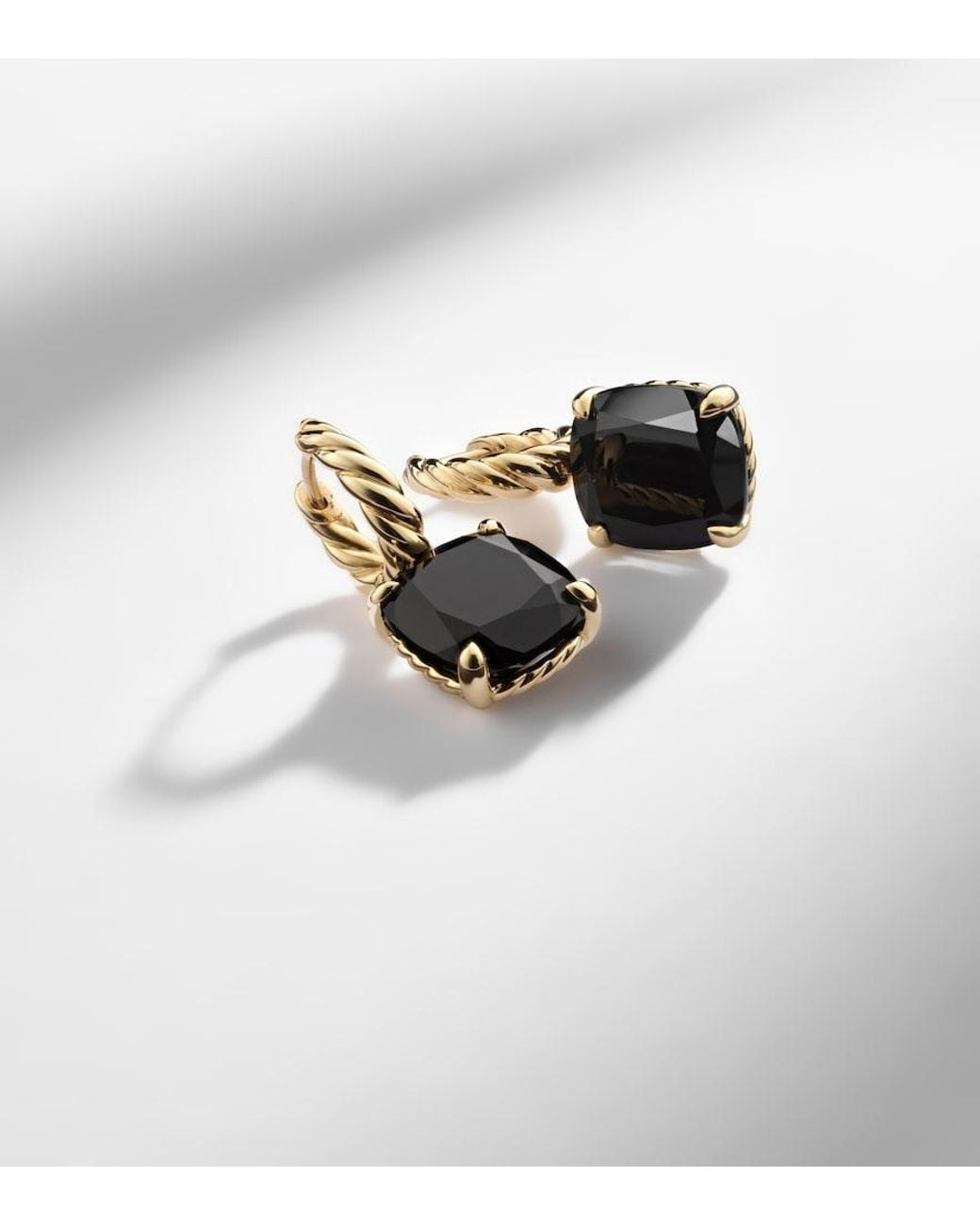 David Yurman White Marbella 18Kt Drop Earrings With Onyx
