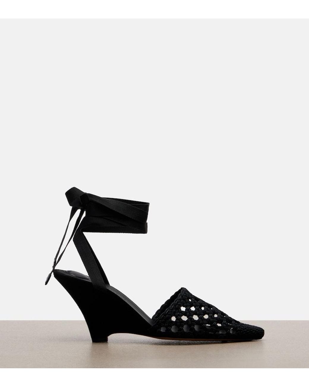 Jacquemus Black Woven Raffia-Effect Wedges