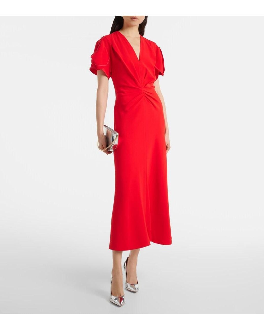 Victoria Beckham Red Cady Maxi Dress