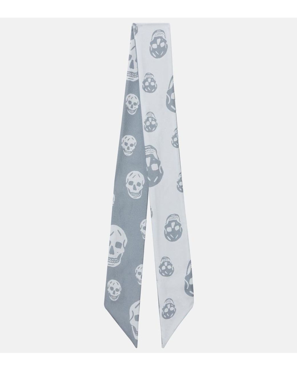 McQueen Blue Skull Silk Twill Scarf