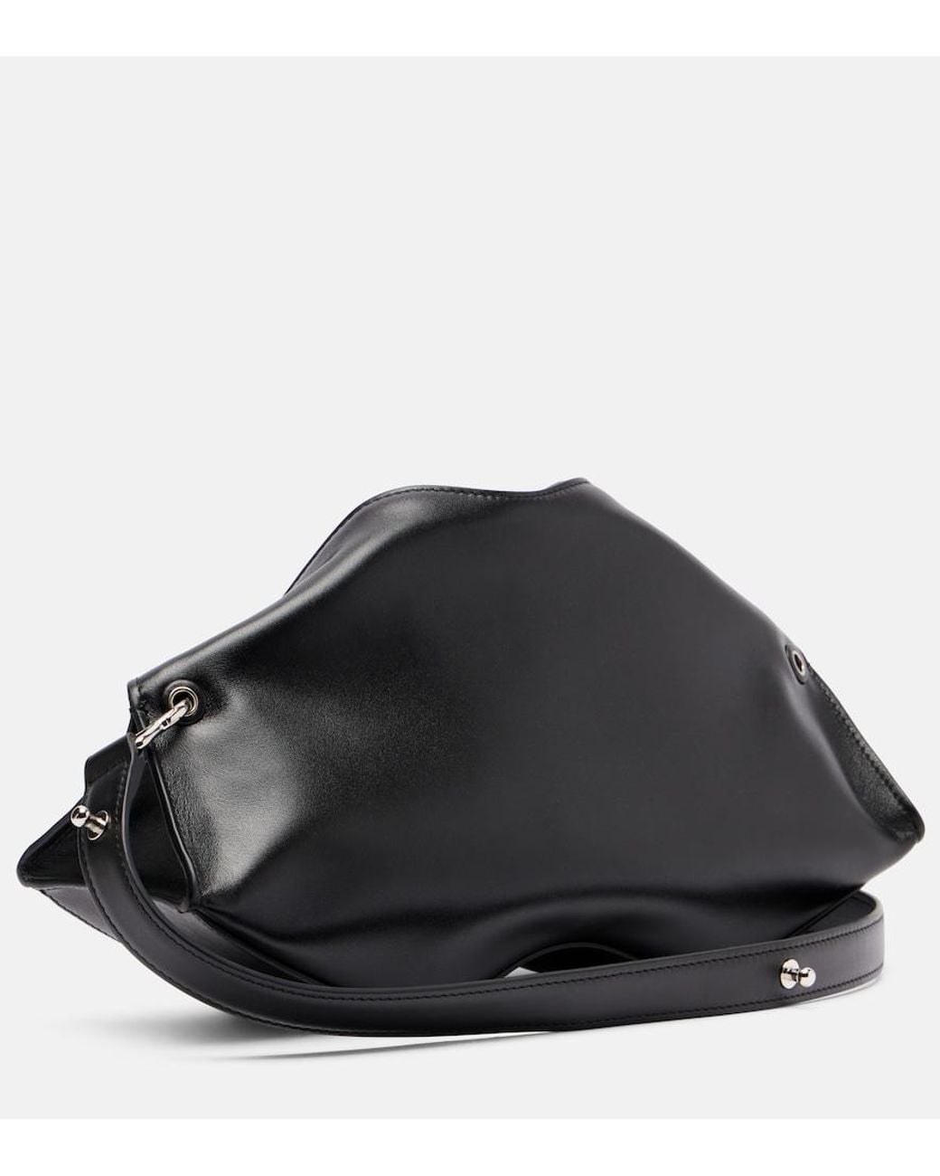 McQueen Black Manta Small Leather Clutch