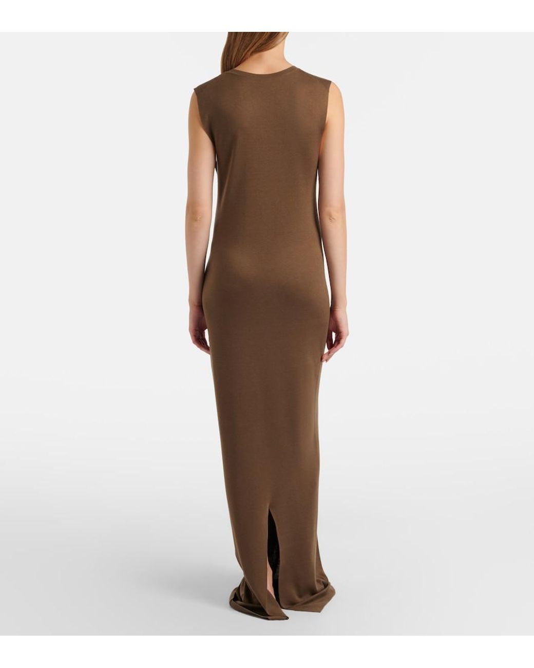 The Row Brown Oiva Silk Maxi Dress