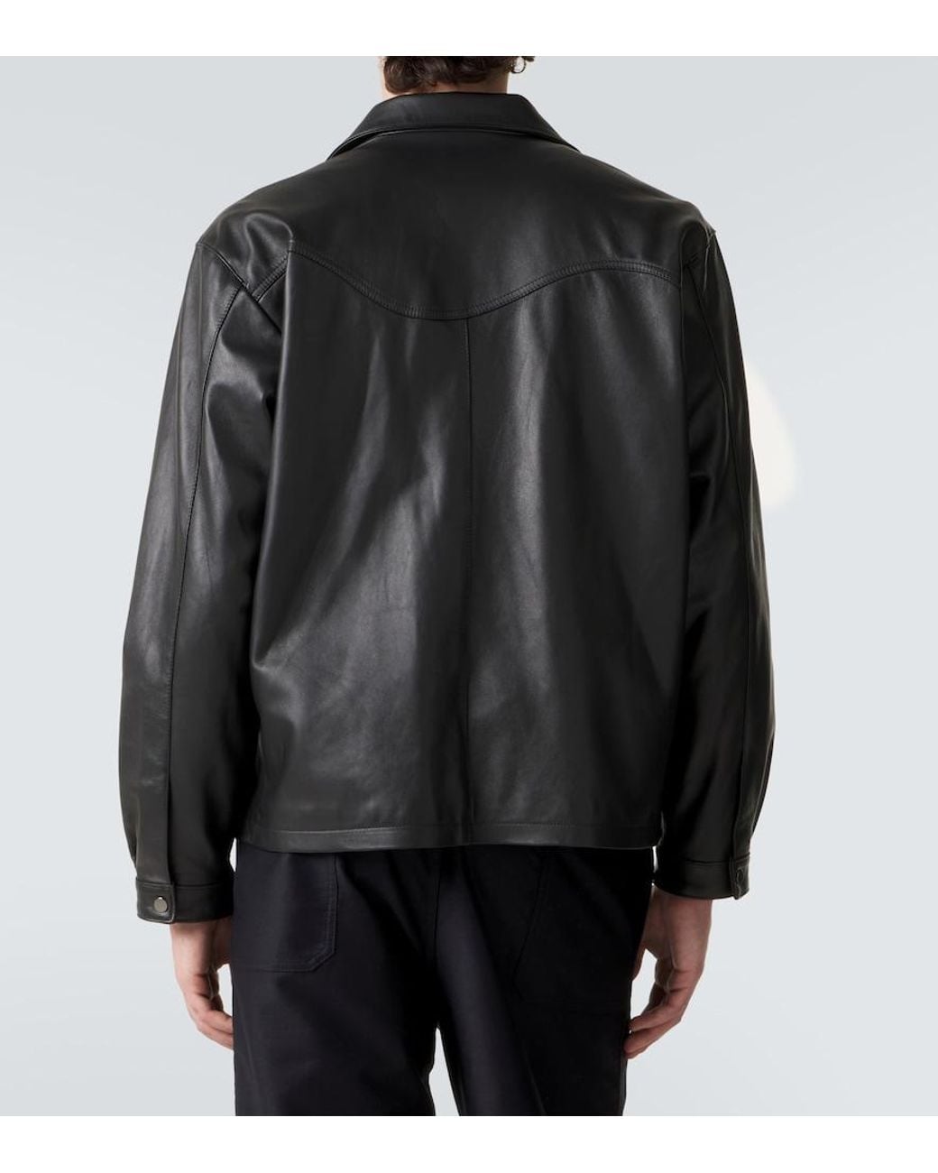 STÒFFA Black Leather Jacket for men