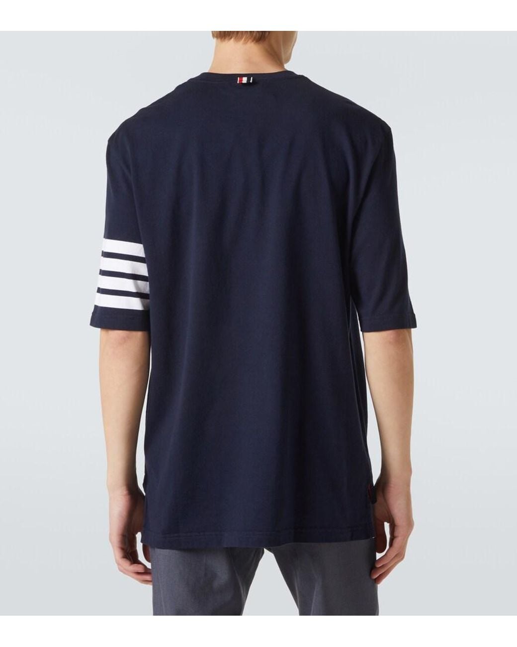 Thom Browne Blue 4-Bar Cotton Jersey T-Shirt for men