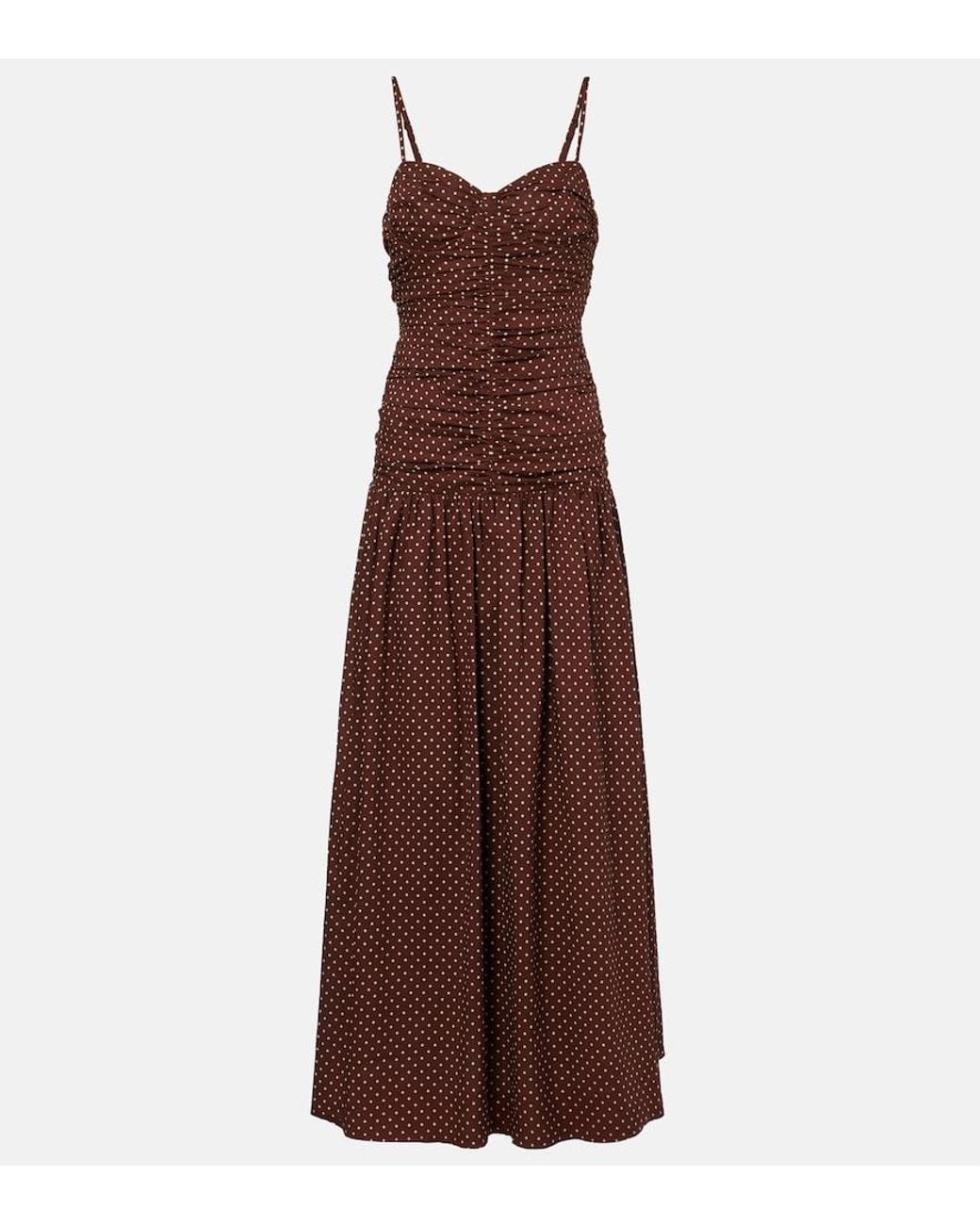 Posse Brown Edie Polka-Dot Maxi Dress