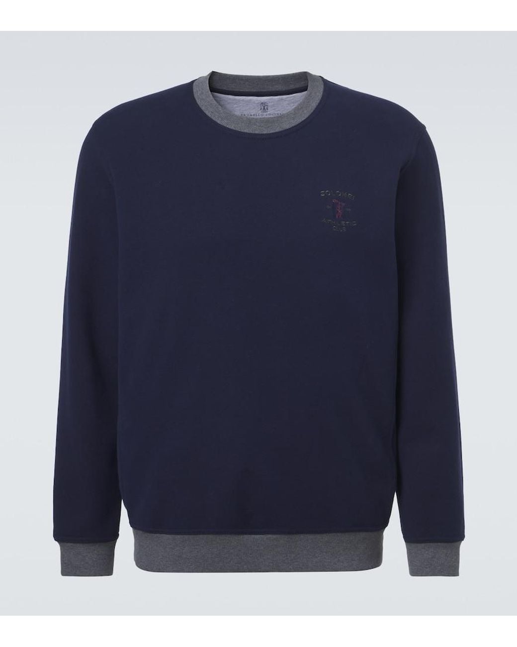 Brunello Cucinelli Blue Cotton Jersey Sweatshirt for men