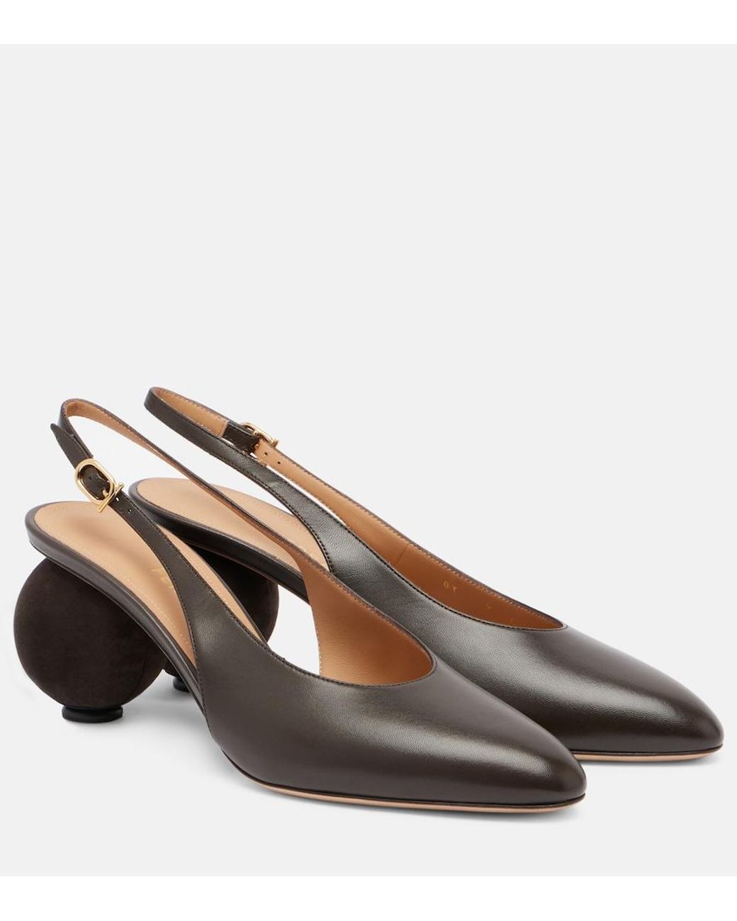 Ferragamo Brown Tessie 70 Leather Slingback Pumps