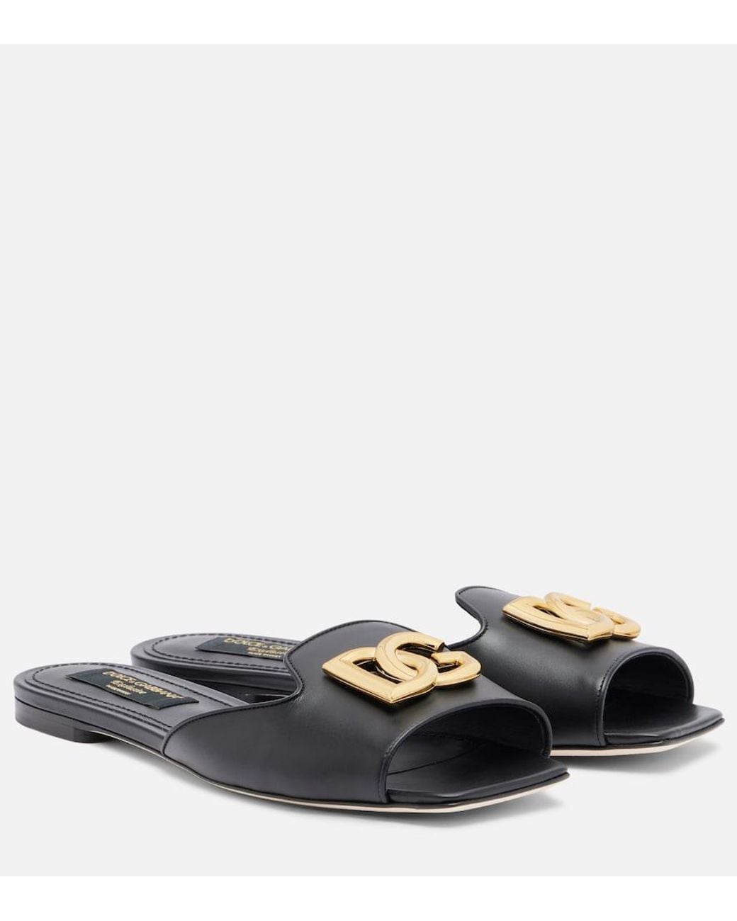 Dolce & Gabbana Black Abaya Dg Leather Mules