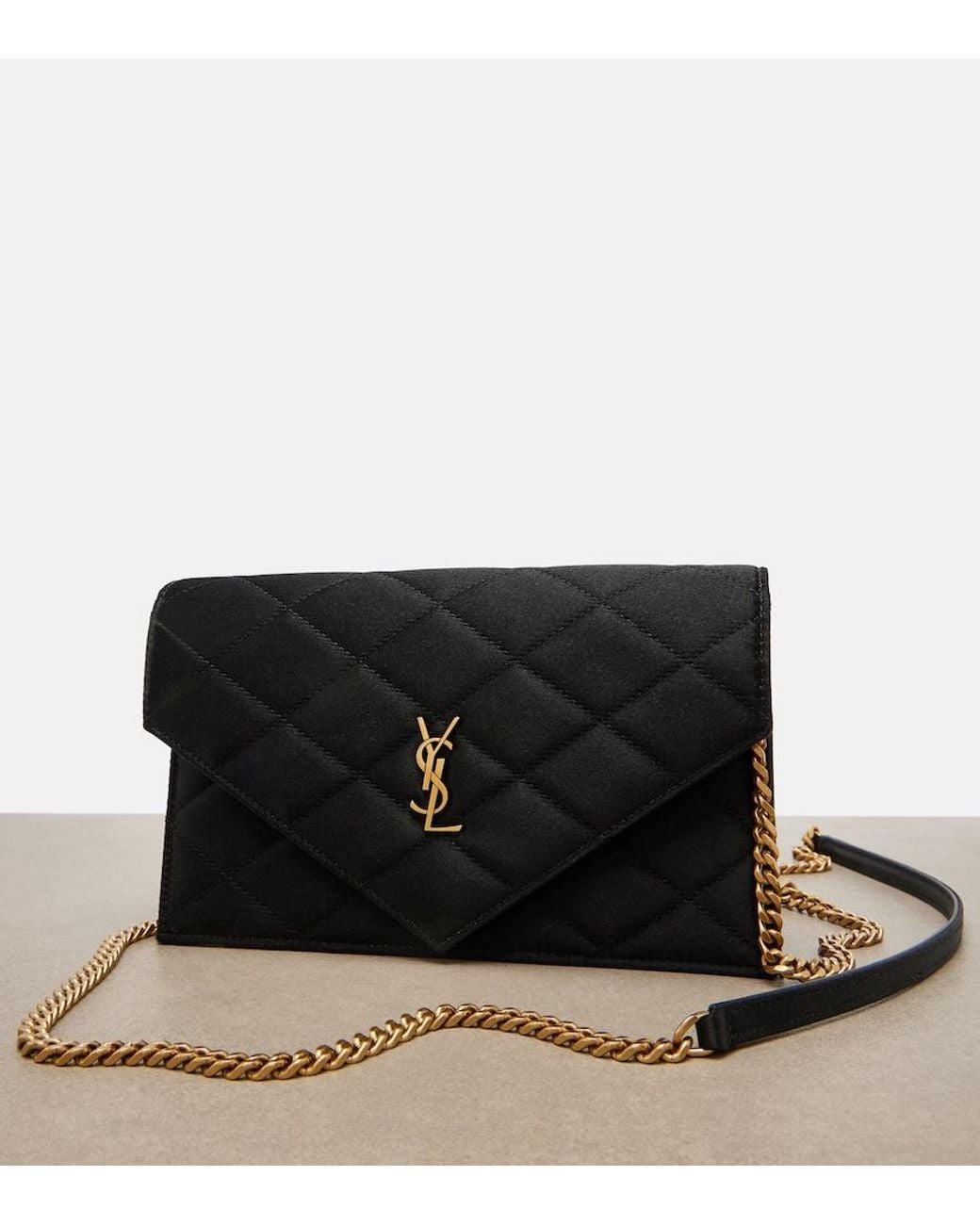 Saint Laurent Black Paris Mini Quilted Satin Shoulder Bag