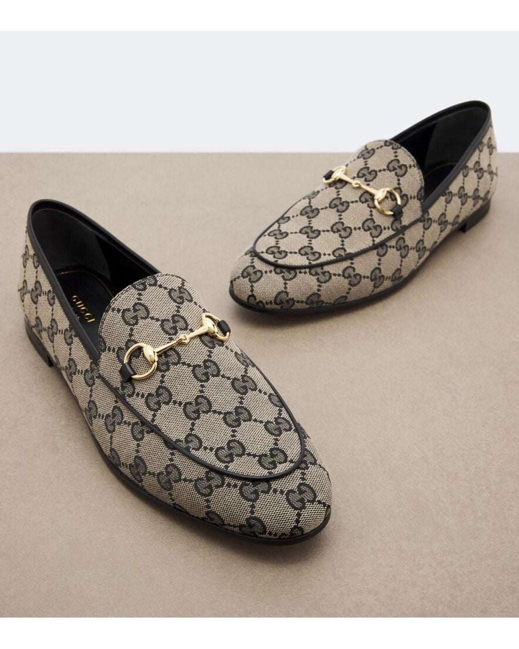 Gucci Gray Jordaan Horsebit Gg Canvas Loafers