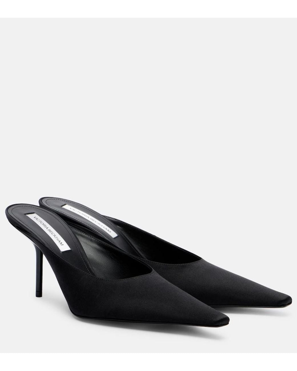 Victoria Beckham Black Sloan Satin Mules