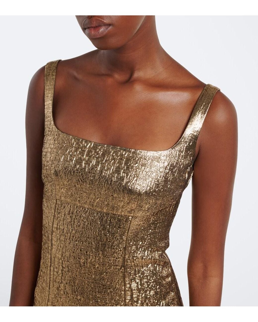 Roland Mouret Natural Lame Jacquard Gown