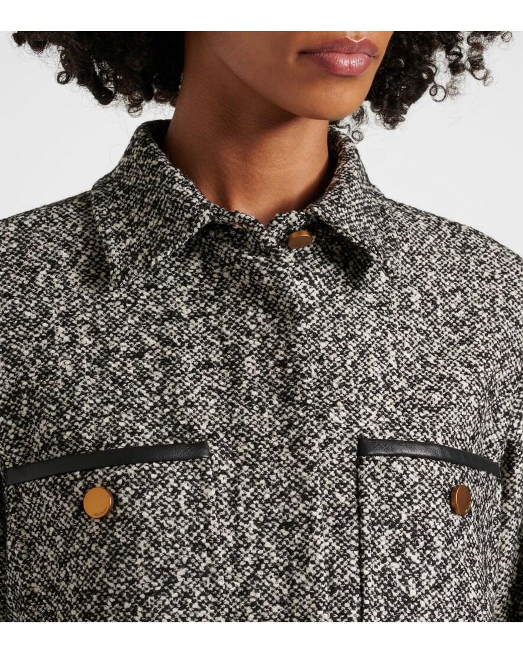 Max Mara Gray Demien Wool-Blend Tweed Jacket