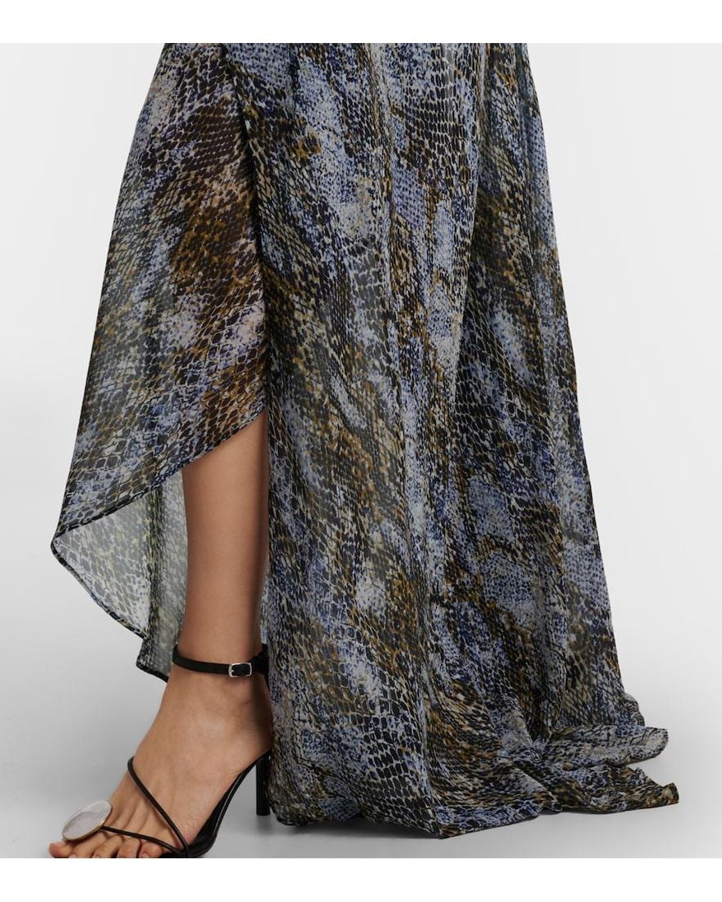 Christopher Esber Multicolor Snake-Print Draped Silk Maxi Dress