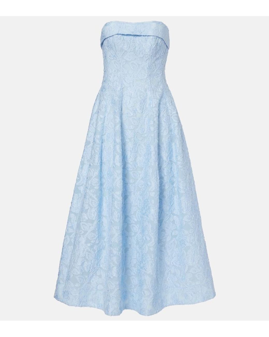 Jonathan Simkhai Blue Valeria Embroidered Midi Dress