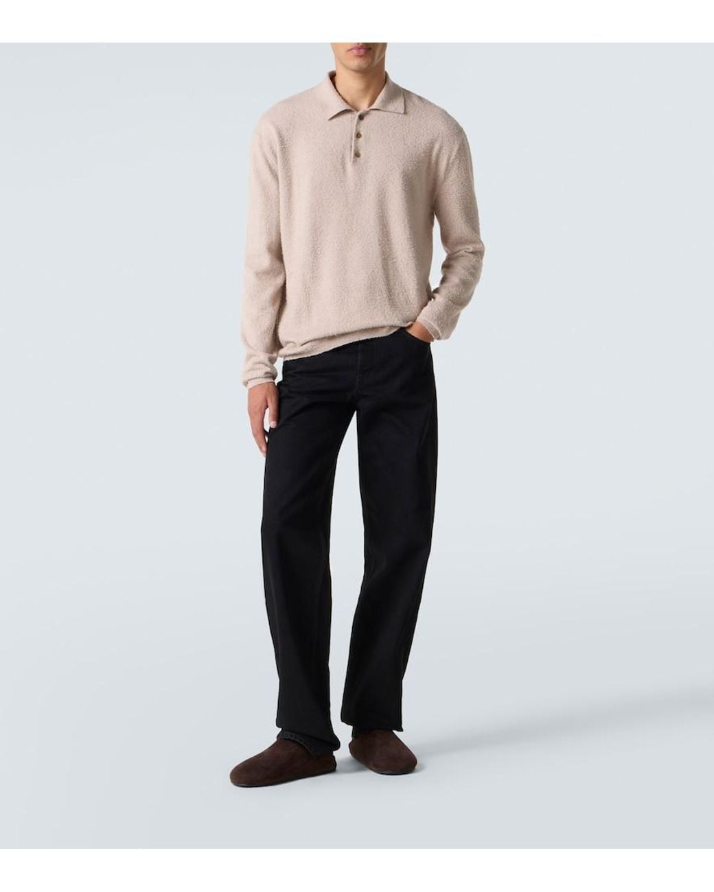 The Row Natural Almot Cotton Polo Sweater for men