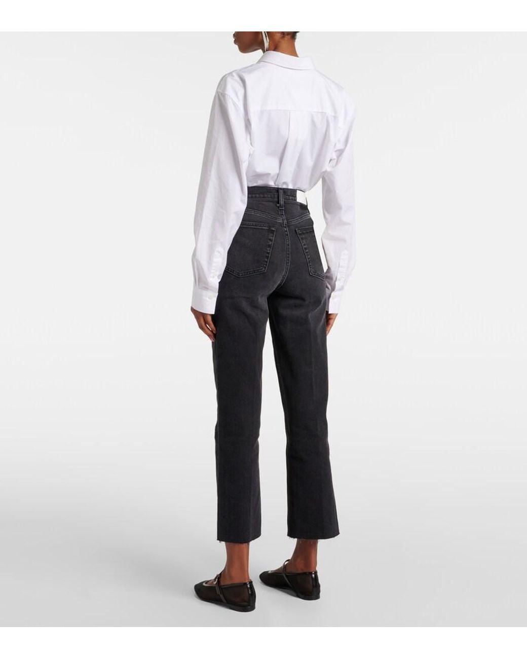 Re/done Black 70S Stove Pipe Straight Jeans