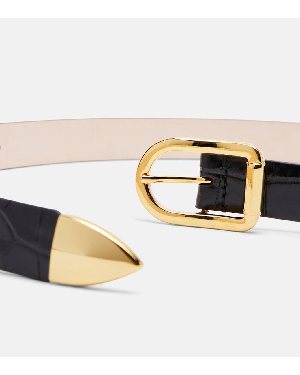 DEHANCHE Black Mija Croc-Effect Leather Belt