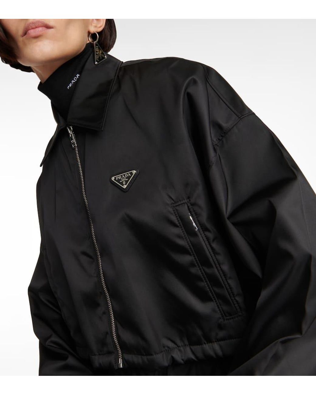 Prada Black Cropped Nylon Jacket