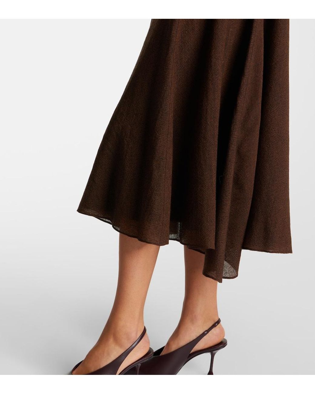 Emilia Wickstead Brown Avara Draped Wool Twill Midi Dress